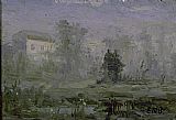 landscape with house in background by Edward Mitchell Bannister